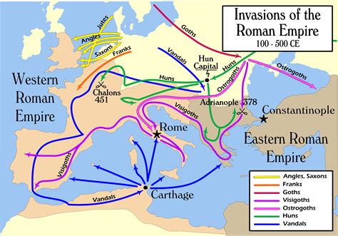 Barbarian invasions of the Roman Empire 100 to 500 - Full size