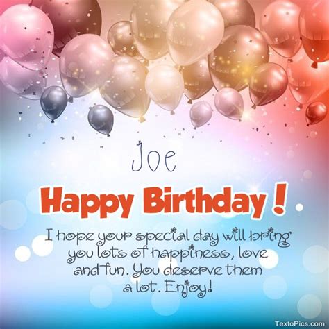 Beautiful pictures for Happy Birthday of Joe.