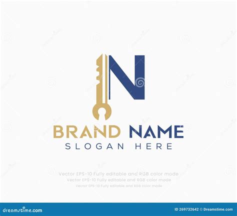 Letter N key logo stock vector. Illustration of text - 269732642