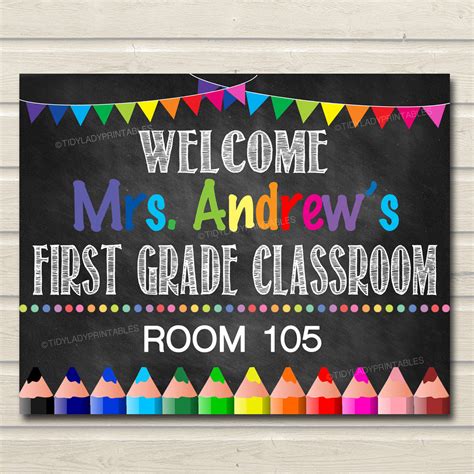 Teacher Classroom Door Sign - Editable DIY Template – TidyLady Printables