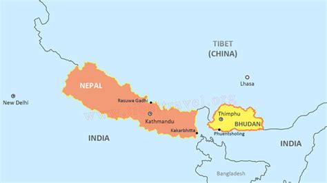 Map Of Nepal And Bhutan