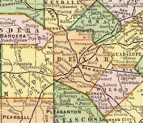 Bexar County, Texas 1897 | Bexar county, Spring branch, Vintage world maps