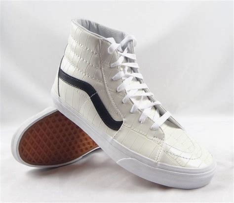 VANS SK8 HI CROC LEATHER WHITE BLACK SWOOSH SNEAKER VN0A32QGKXQ ...