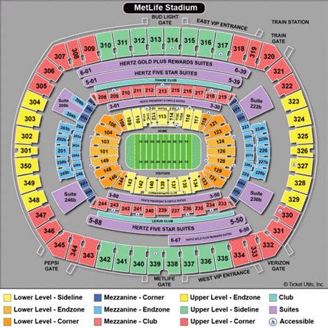 MetLife Stadium Seating Chart | MetLife Stadium | East Rutherford, New ...