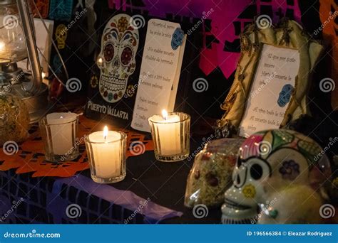 Day of the Dead Altar with Handcraft Skulls Editorial Stock Image ...