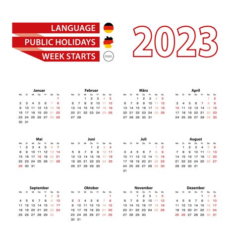 Calendar 2023 in Germany language with public holidays the country of ...