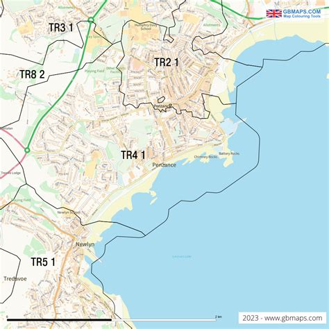 Map Of Penzance Cornwall England