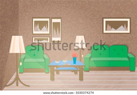 Colorful Vector Cozy Interior Illustration Cartoon Stock Vector ...