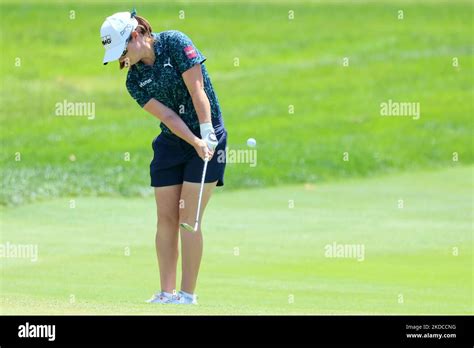 Leona Maguire of Cavan, Ireland chips onto the third green during the ...