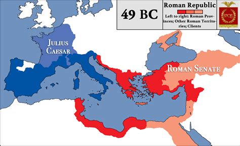 Roman Republic at the Beginning of Caesar's Civil War (Illustration ...