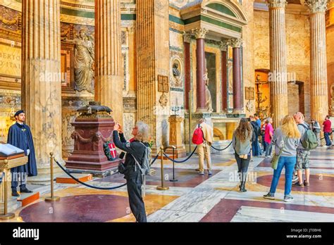 Inside interior of the Pantheon, is a former Roman temple, now a church ...