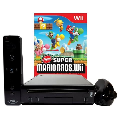 Refurbished Nintendo Wii Black Console With New Super Mario Brothers ...