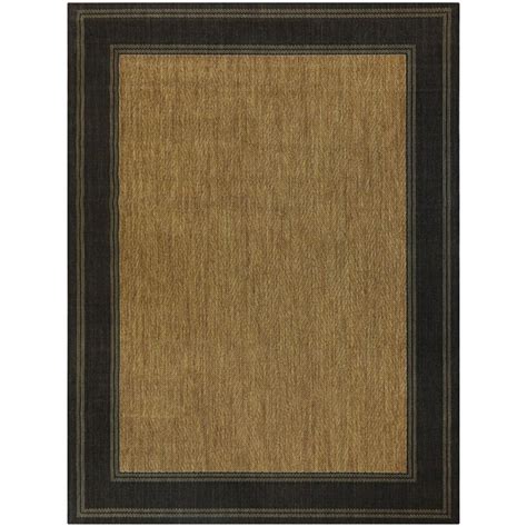 Hampton Bay Brown with Black Border 9 ft. x 12 ft. Indoor/Outdoor Area ...