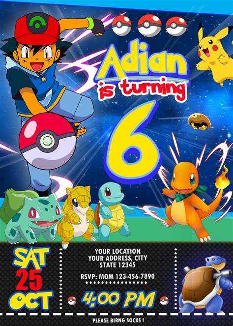 Pokemon Printable Birthday Invitations - Printable And Enjoyable Learning