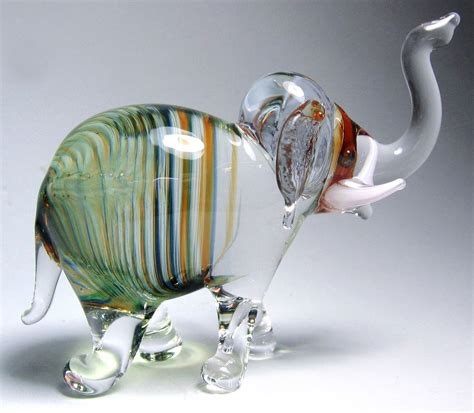 Green Amber ELEPHANT handmade blown ART GLASS figurine miniature GIFT ...