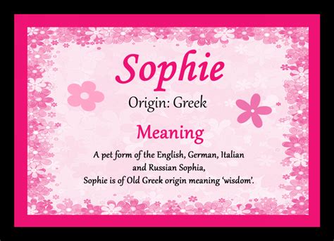 Sophie Personalised Name Meaning Placemat - The Card Zoo