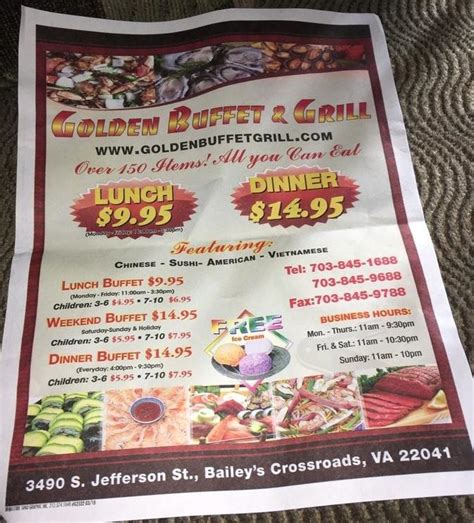 Golden Buffet & Grill menu in Bailey's Crossroads, Virginia, USA