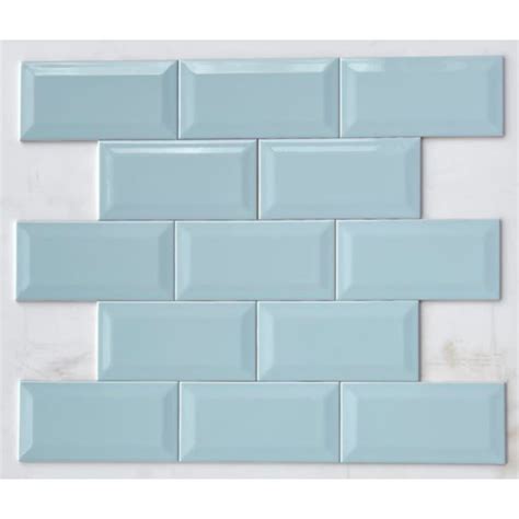 Ice Blue Bevelled Subway Tile 4 Inch * 8 Inch