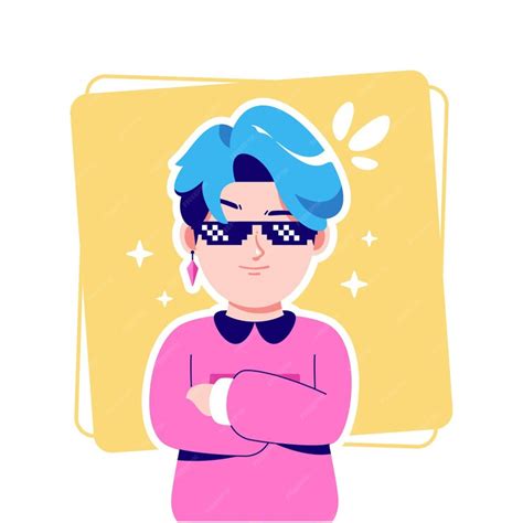 Premium Vector | Cool thug life gesture cute boy cartoon avatar character