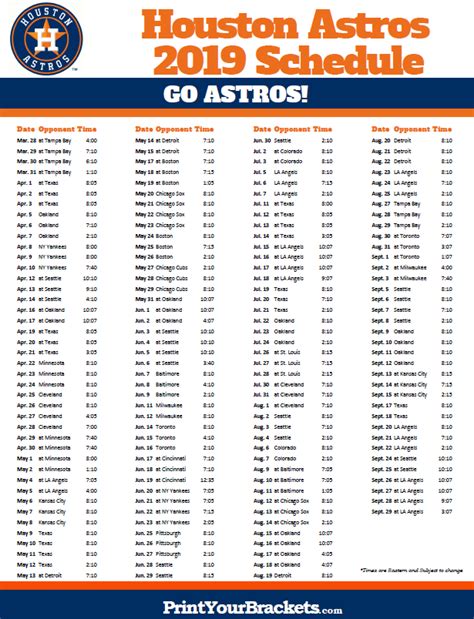 Houston Astros Schedule Printable - Printable Word Searches