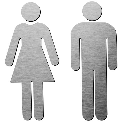 Buy Men and Women Bathroom Sign Decor Figure Set (Brushed Aluminum ...