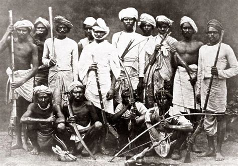 Group of Bheel of Bhil people, central India, 1860s