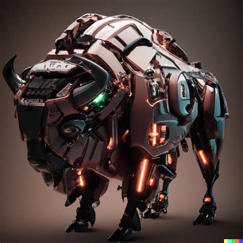 a cybertronic bison, leds, high detail, sharp, studio, digital art : r ...