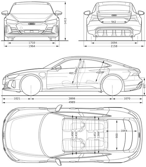 Audi e-tron GT Quattro 2021 Blueprint - Download free blueprint for 3D ...