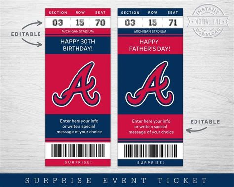 Mlb Tickets, Custom Tickets, Atlanta Braves Game, Atlanta Baseball ...