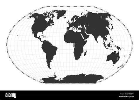 Vector world map. Winkel tripel projection. Plain world geographical ...