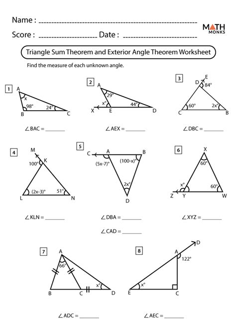 Polygon Angle Sum Theorem Worksheet