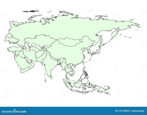 Asia Outline Map Stock Images - Image: 13119024