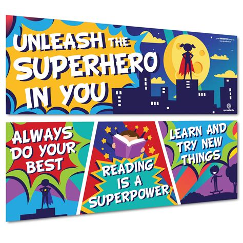 Sproutbrite Superhero Classroom Decorations - Posters and Banners for ...