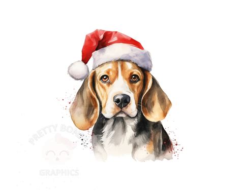 Christmas Beagle Clipart, PNG Instant Download File, Digital Design for ...