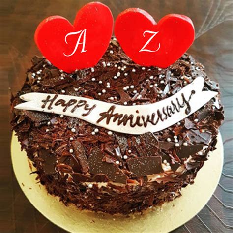 happy anniversary wishes cake with couple alphabet images