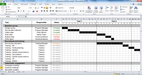 Project Planning Excel Spreadsheet Template pertaining to Work Plan ...