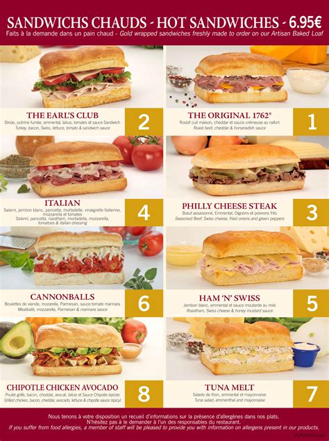 Earl of Sandwich menu — DLP Guide • Disneyland Paris Restaurants ...