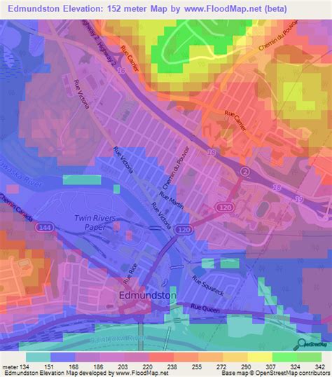 Elevation of Edmundston,Canada Elevation Map, Topography, Contour