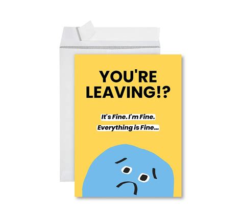 Andaz Press Funny Farewell Jumbo Card It's Fine, I'm Fine Everything Is ...