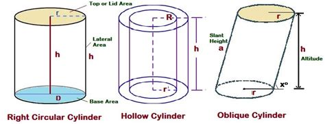 Volume and Surface Area of a Cylinder Formulas | Right Circular Cylinder