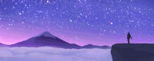 purple to blue snowy mountains w/ girl - Animated Discord Banner