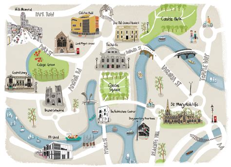 Bristol City Centre Illustrated Map