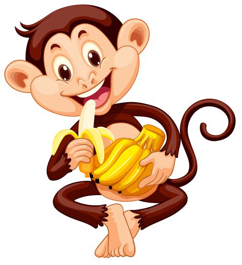 Little monkey eating banana 367742 Vector Art at Vecteezy