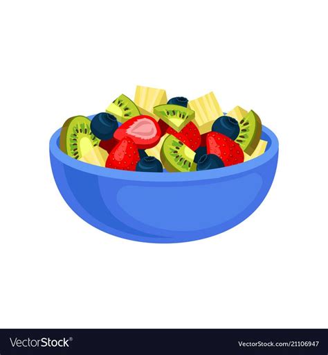 Flat icon of appetizing fruit salad sliced vector image on VectorStock ...