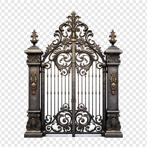 Premium PSD | Iron gate isolated on transparent background