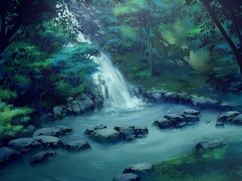 Anime Landscape: Anime Waterfall Background