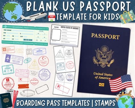 Printable US Passport for Kids, Pretend Passport Book for Travel ...