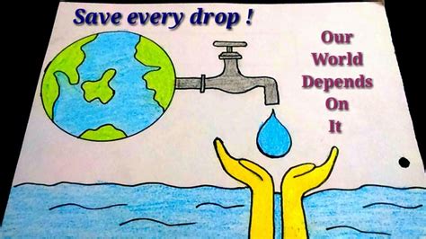 Save Water Poster for School {Class 7,8,12} Images Sketch - Slogan on ...