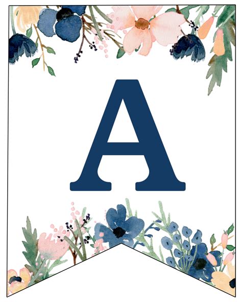 Blue & Pink Floral Banner Letters Free Printable | Paper Trail Design ...