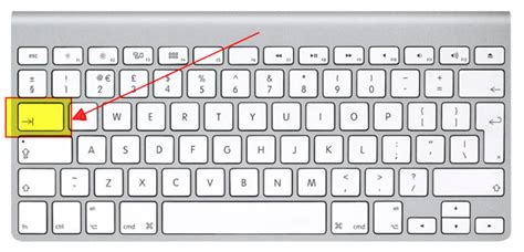 What key on a Mac keyboard corresponds to the ⇥ symbol? - Super User